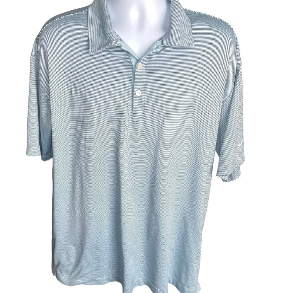 Nike Golf Blue Gray Striped Polo Sz XL